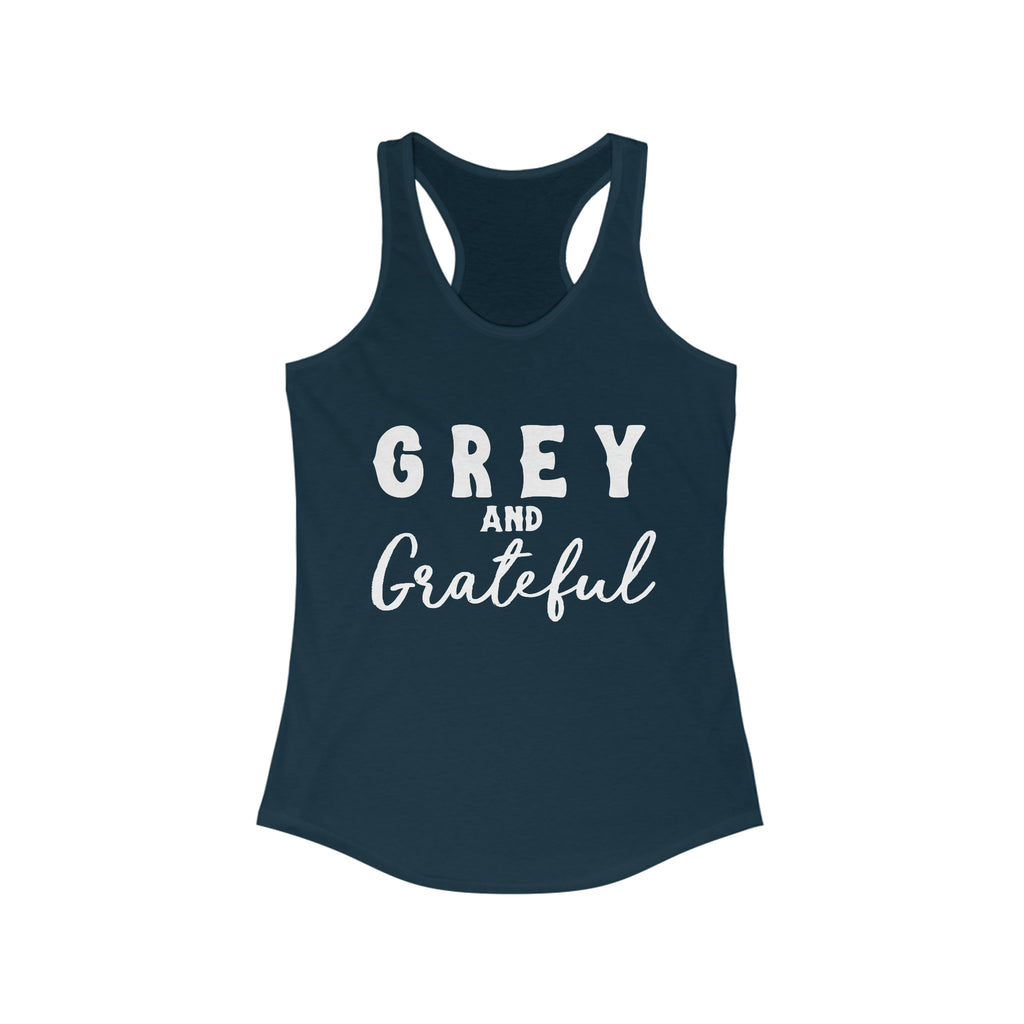 Grey & Grateful Racerback Tank Horse Color Shirts Printify XS Solid Midnight Navy 