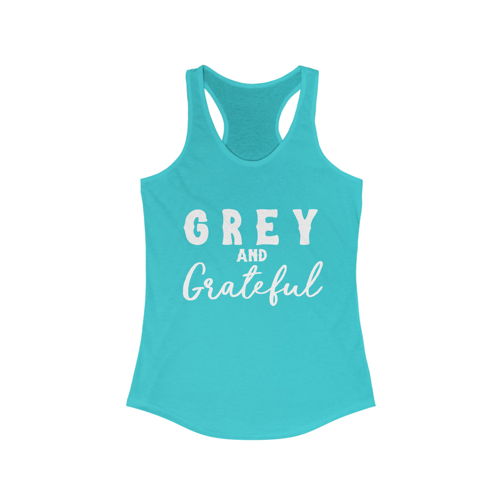 Grey & Grateful Racerback Tank Horse Color Shirts Printify XS Solid Tahiti Blue 