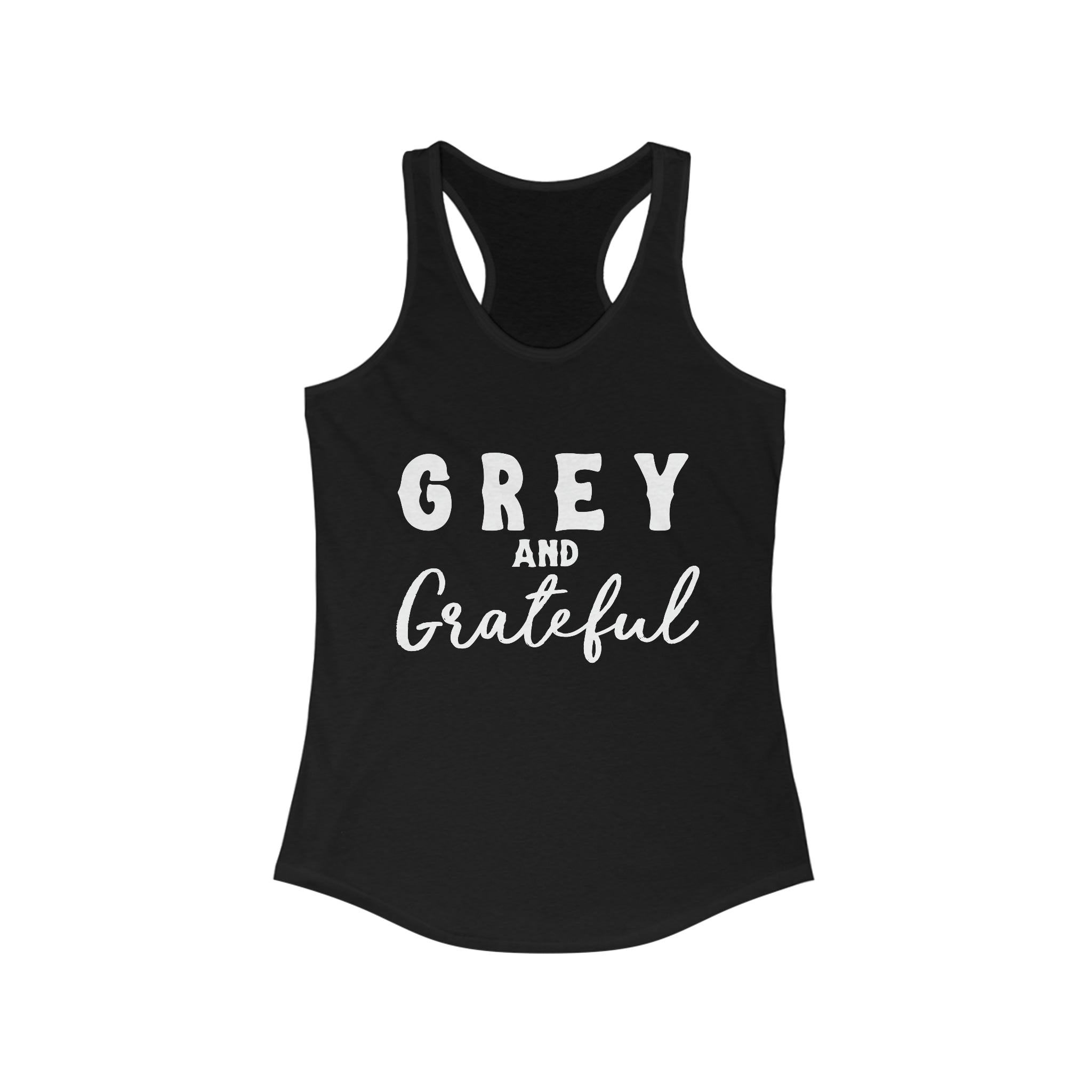 Grey & Grateful Racerback Tank Horse Color Shirts Printify XS Solid Black 