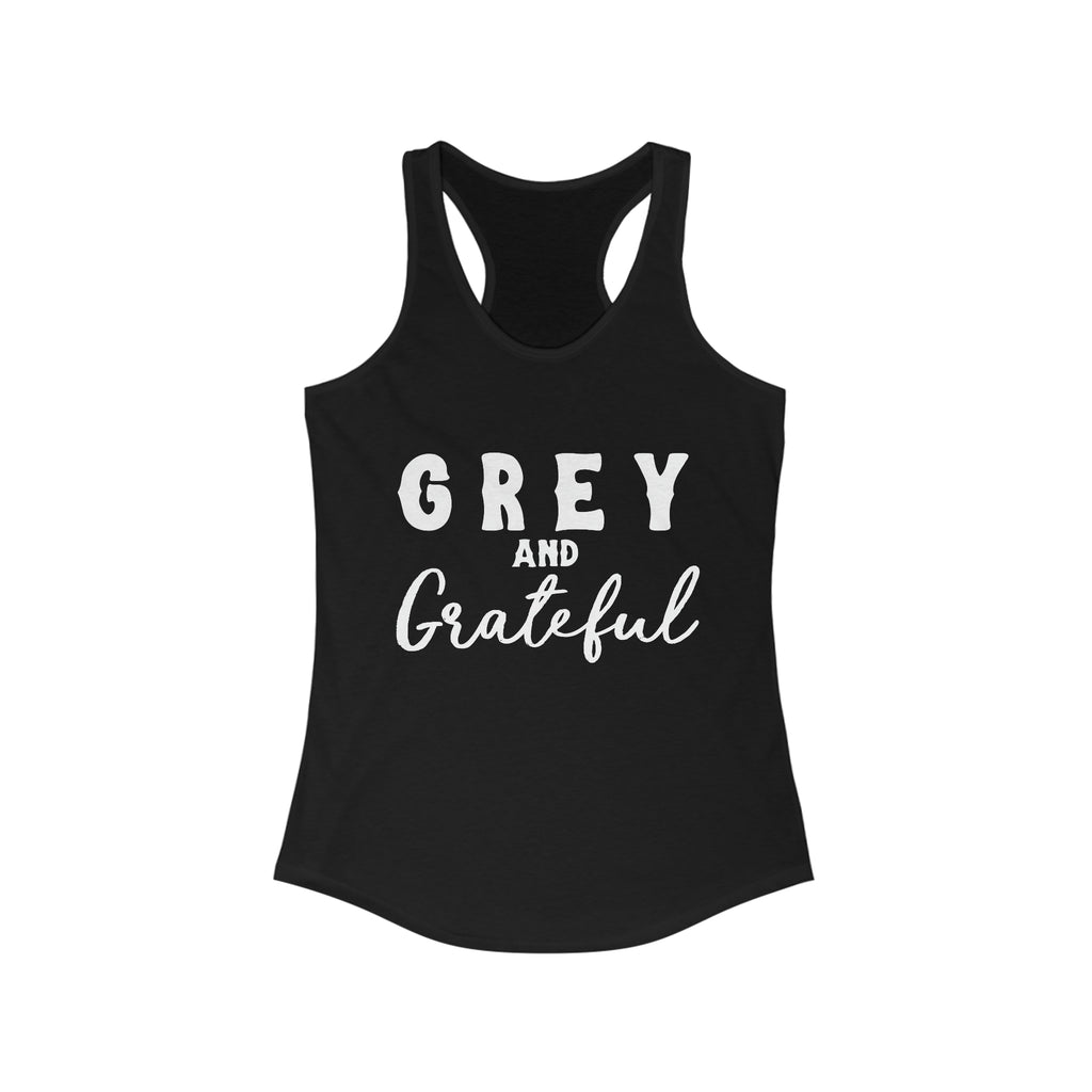 Grey & Grateful Racerback Tank Horse Color Shirts Printify XS Solid Black 