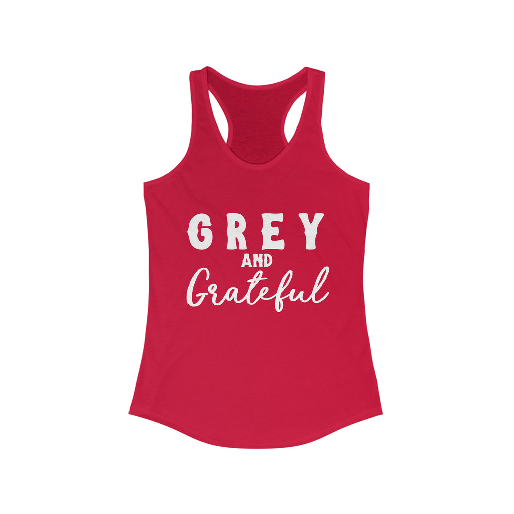 Grey & Grateful Racerback Tank Horse Color Shirts Printify XS Solid Red 