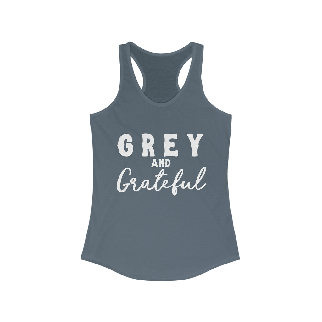 Grey & Grateful Racerback Tank Horse Color Shirts Printify XS Solid Indigo 