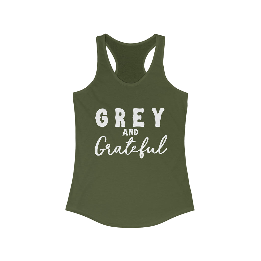 Grey & Grateful Racerback Tank Horse Color Shirts Printify XS Solid Military Green