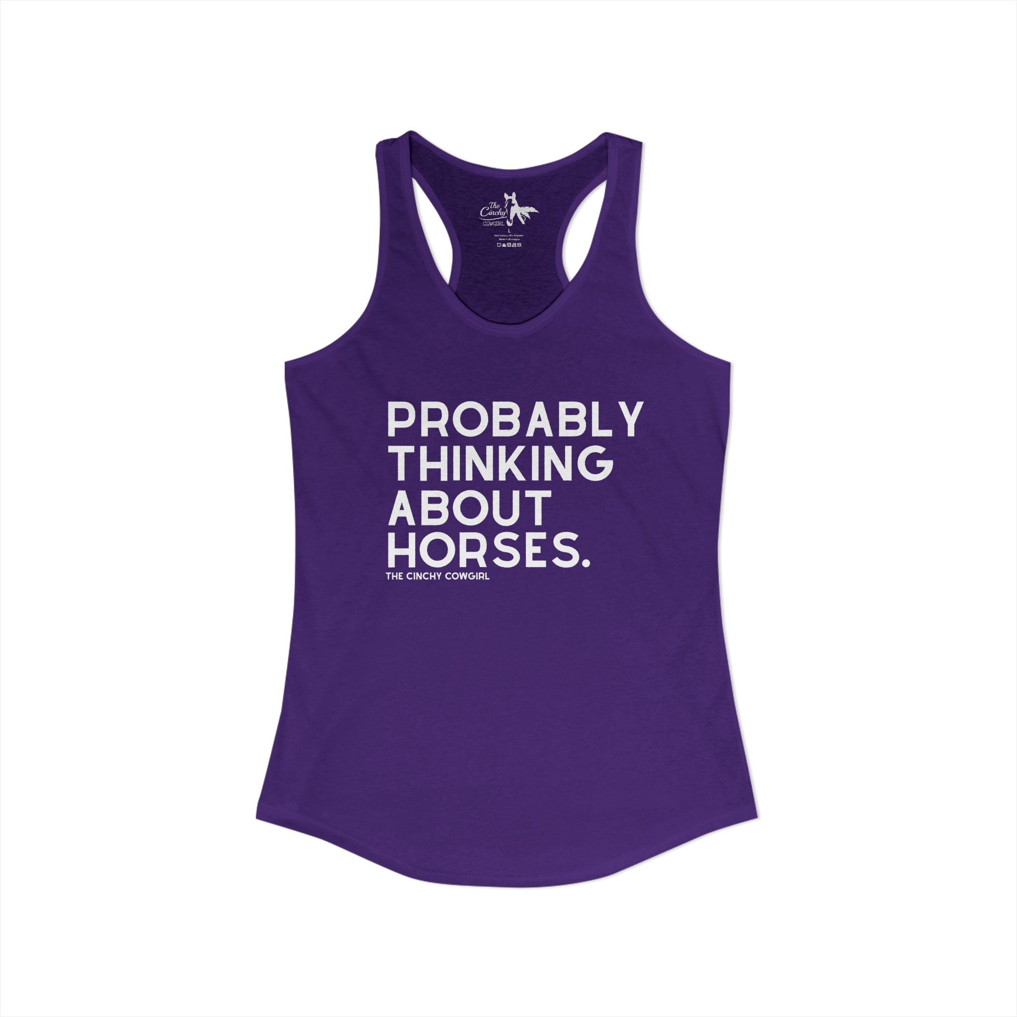 Probably Thinking About Horses Tank Top graphic tank The Cinchy Cowgirl - Print XS Solid Purple Rush