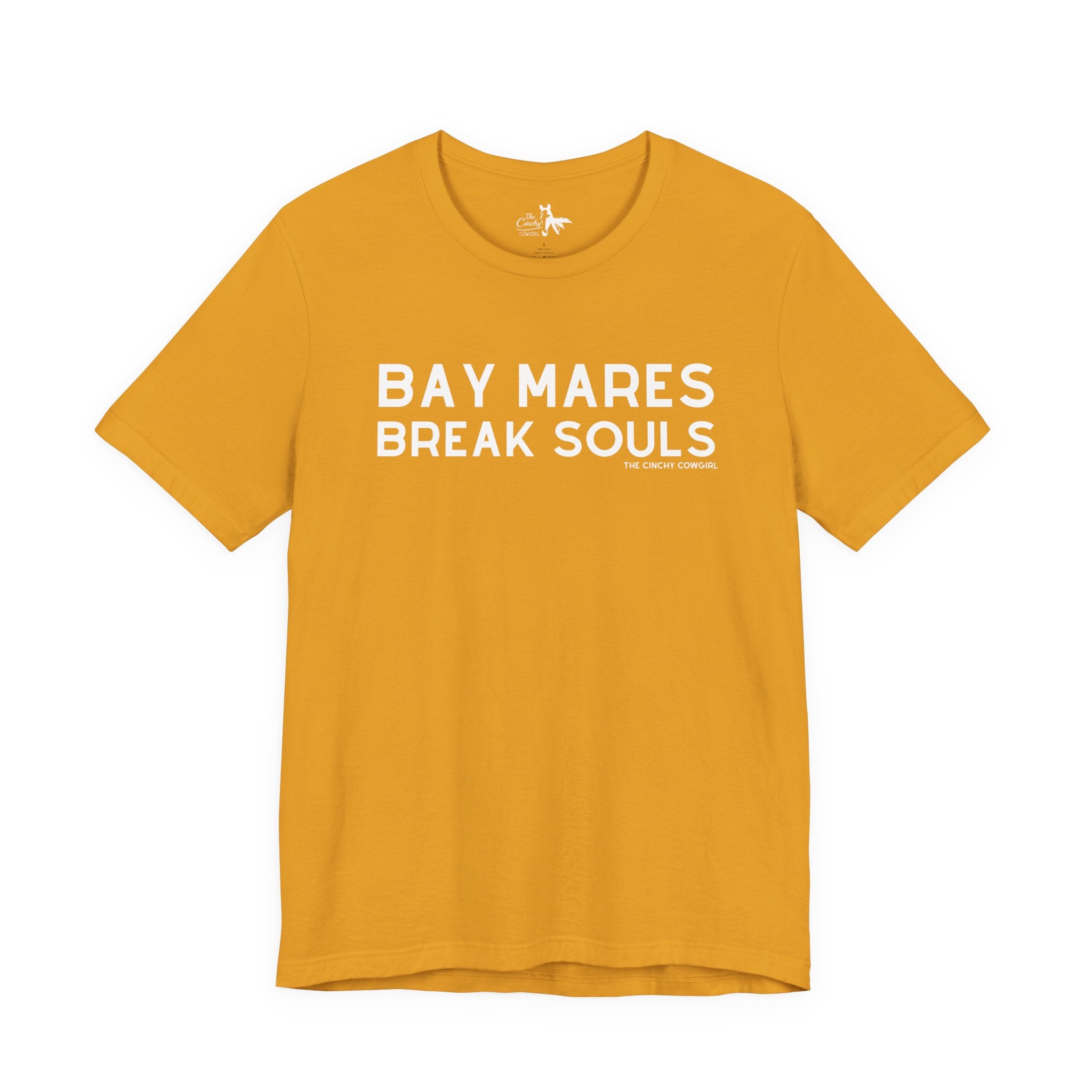 Bay Mares Break Souls Short Sleeve Tee T-Shirt The Cinchy Cowgirl - Print Mustard XS