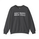 Gray Mares Break Souls Pullover Sweatshirt The Cinchy Cowgirl - Print S Dark Heather