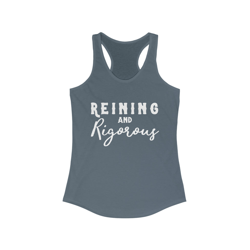 Reining & Rigorous Racerback Tank Horse Riding Discipline Tee Printify XS Solid Indigo 