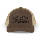 Motivated by Wine & Horses Trucker Hat Embroidered TCC Hat The Cinchy Cowgirl - Print Brown / Khaki