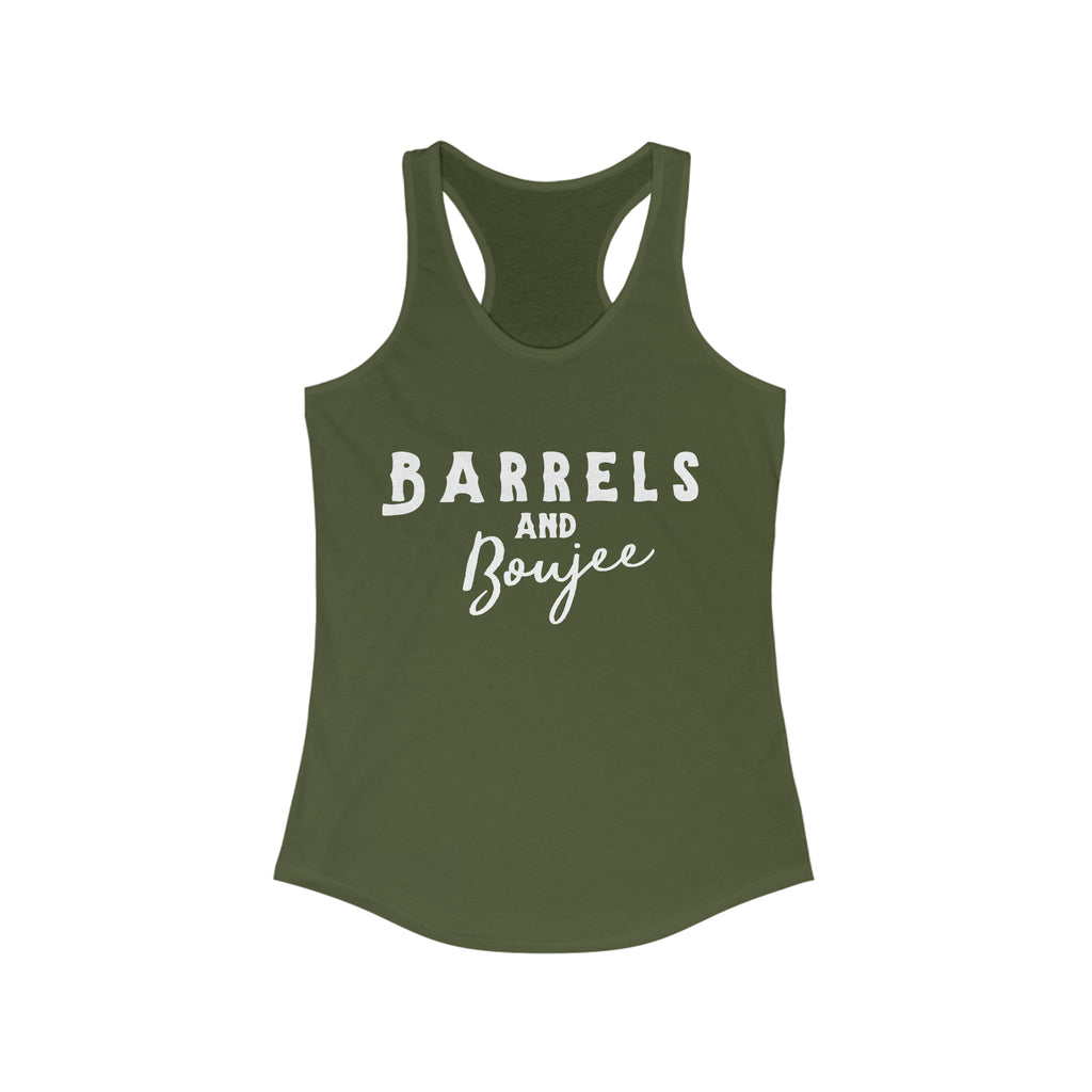 Barrels & Boujee Racerback Tank Horse Riding Discipline Tee Printify XS Solid Military Green 