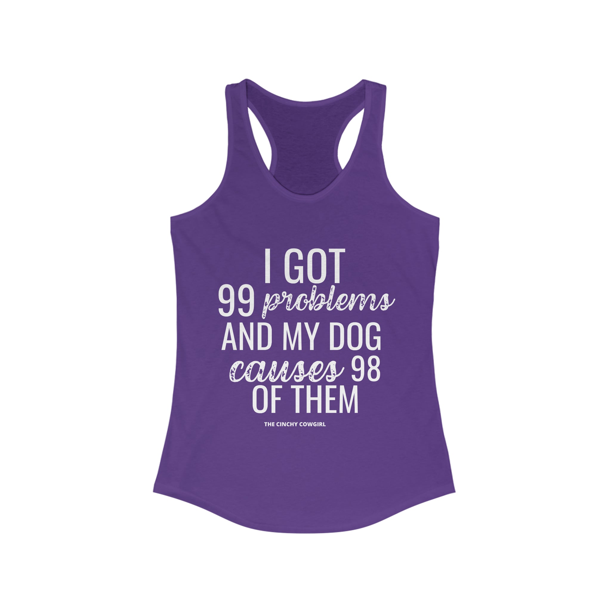 Dog Problems Racerback Tank tcc graphic tee Printify XS Solid Purple Rush 