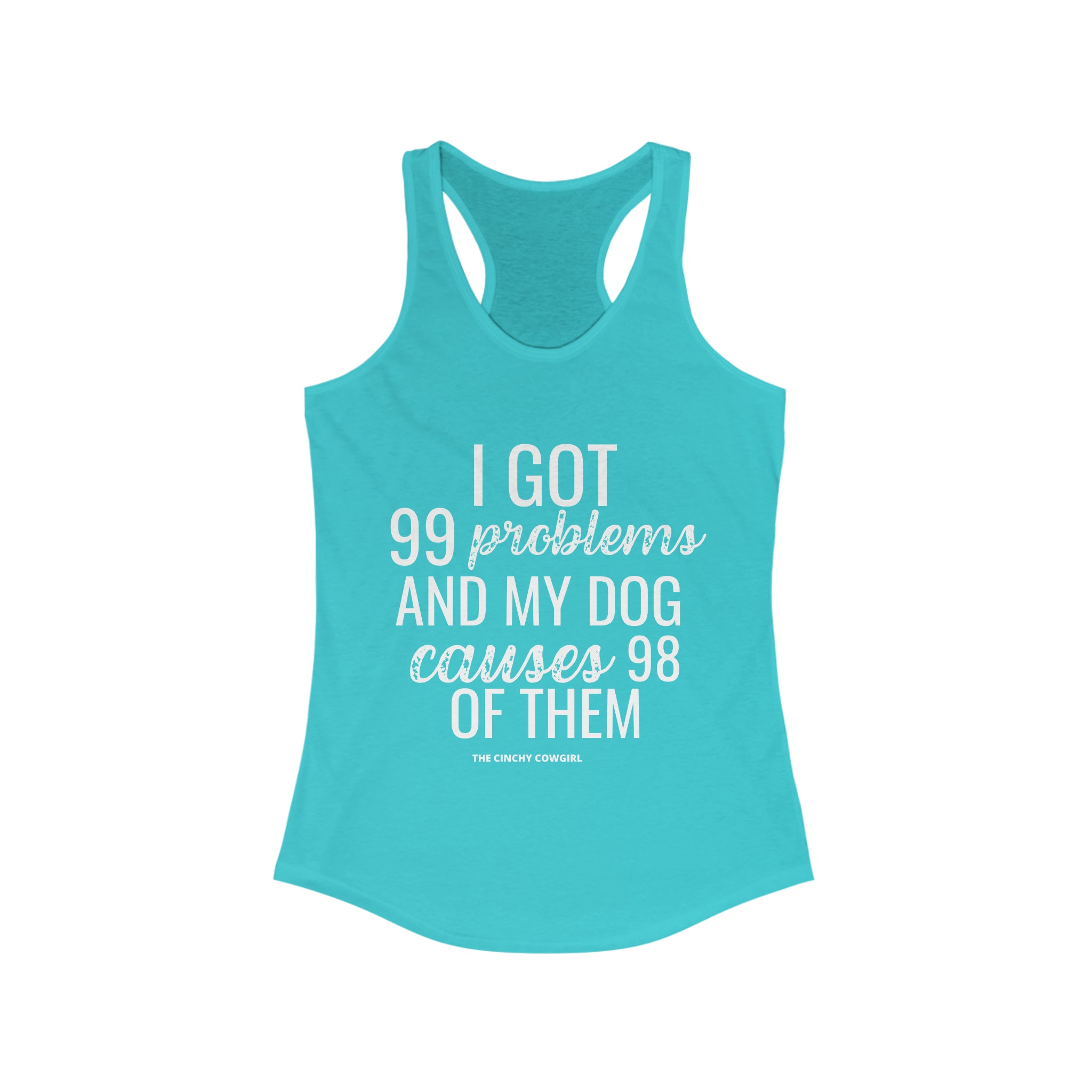 Dog Problems Racerback Tank tcc graphic tee Printify XS Solid Tahiti Blue 