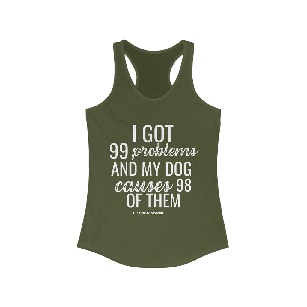 Dog Problems Racerback Tank tcc graphic tee Printify M Solid Military Green 