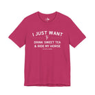 I Just Want To Drink Sweet Tea And Ride My Horses Short Sleeve Tee T-Shirt The Cinchy Cowgirl - Print Berry XS
