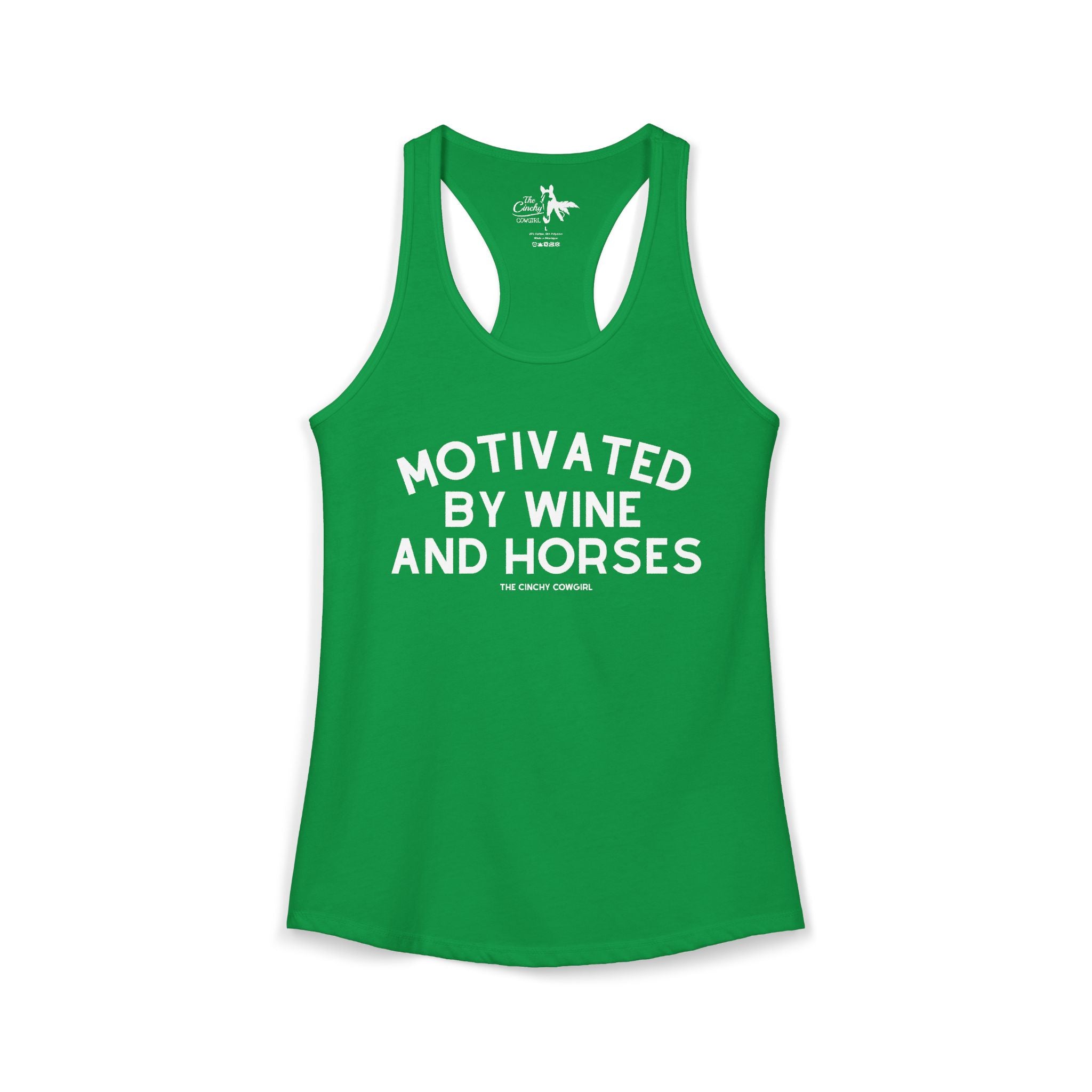 Motivated By Wine & Horses Tank Top Tank Top The Cinchy Cowgirl - Print XS Solid Kelly Green