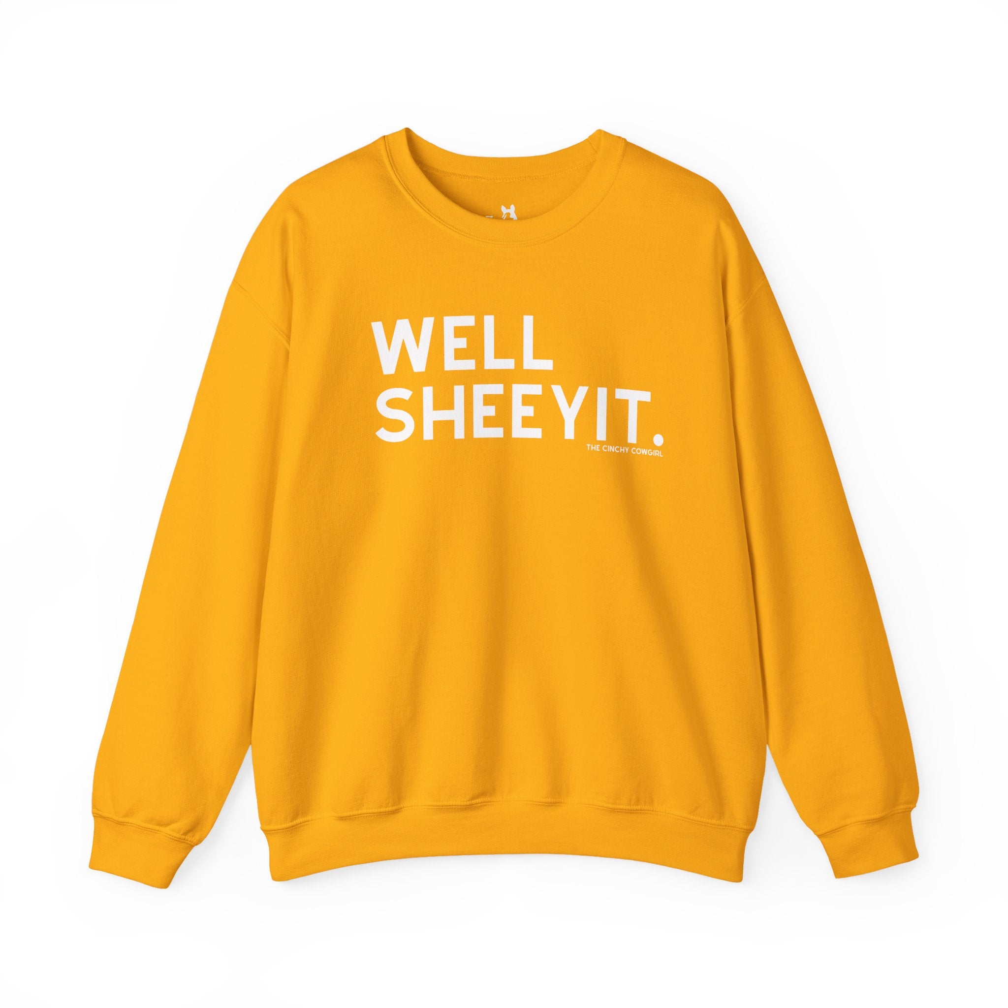 Well Sheeyit Fleece Pullover Sweatshirt The Cinchy Cowgirl - Print S Gold