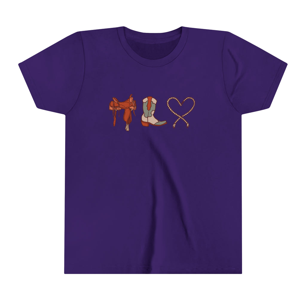 Western Love Youth Short Sleeve Tee Purple