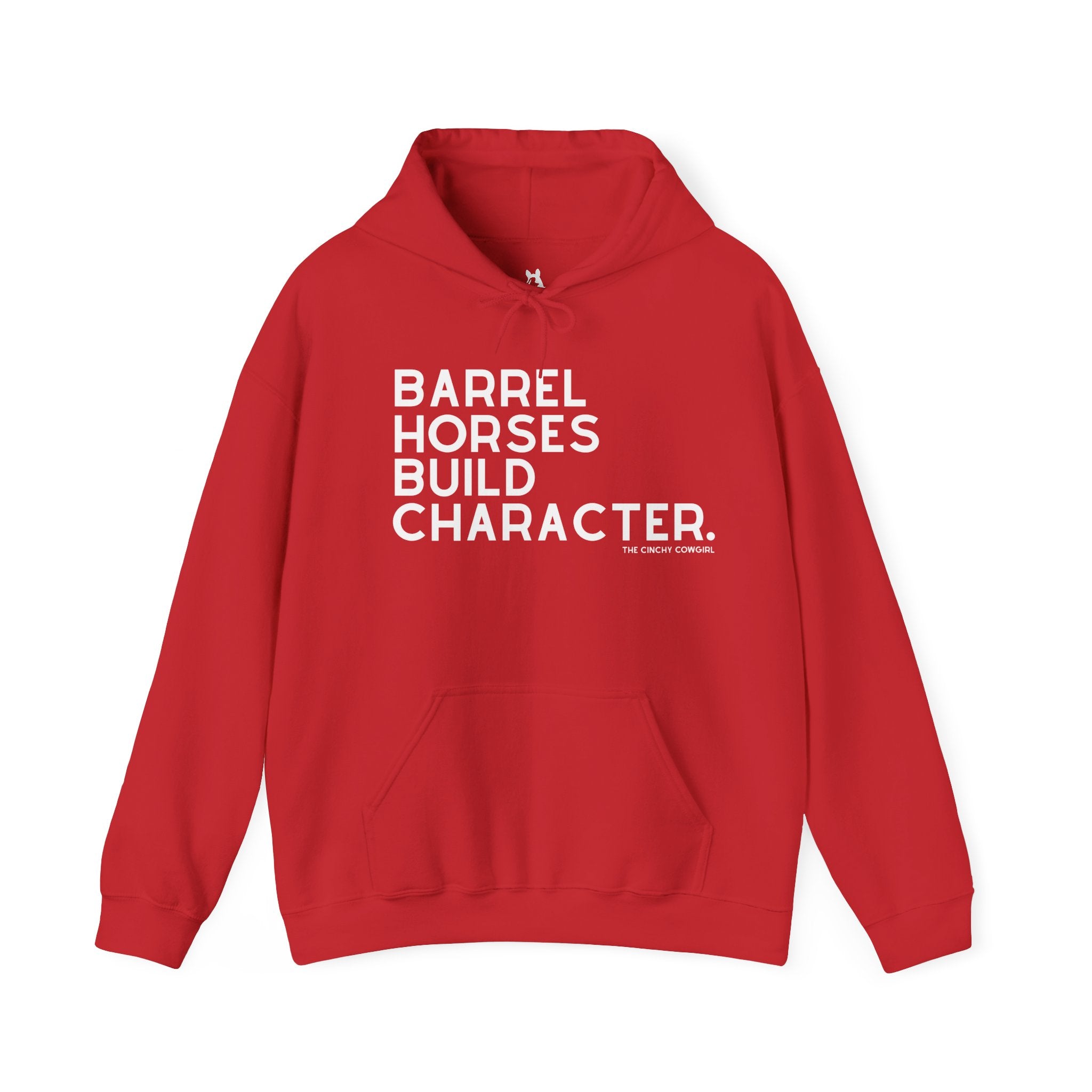 Barrel Horses Build Character Hoodie Graphic Hoodie The Cinchy Cowgirl - Print Red S