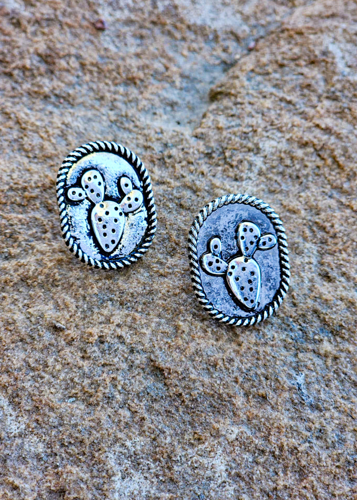 Western Twisted Cactus Stud Earrings Earrings Blue Tortoise