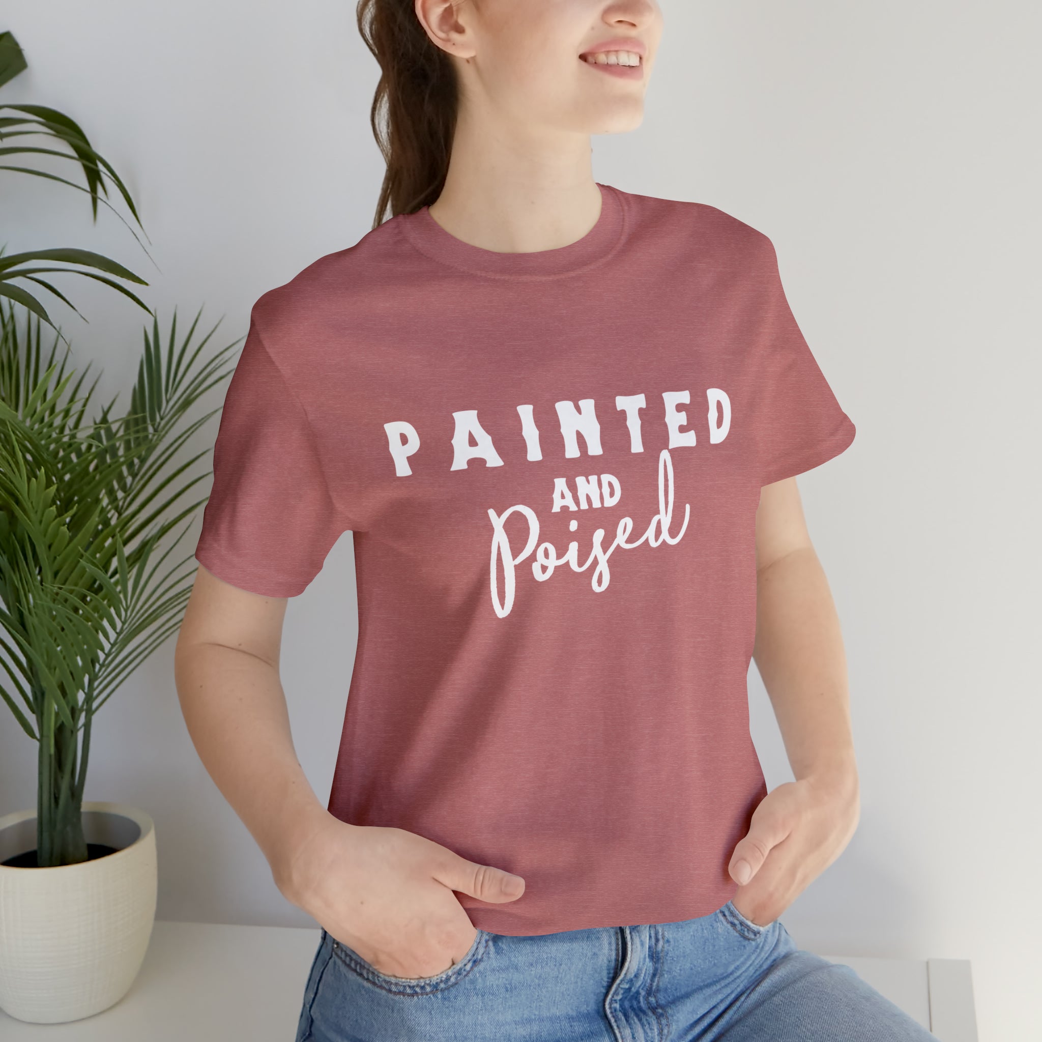 Painted & Poised Short Sleeve Tee Horse Color Shirt Printify Heather Mauve XS 