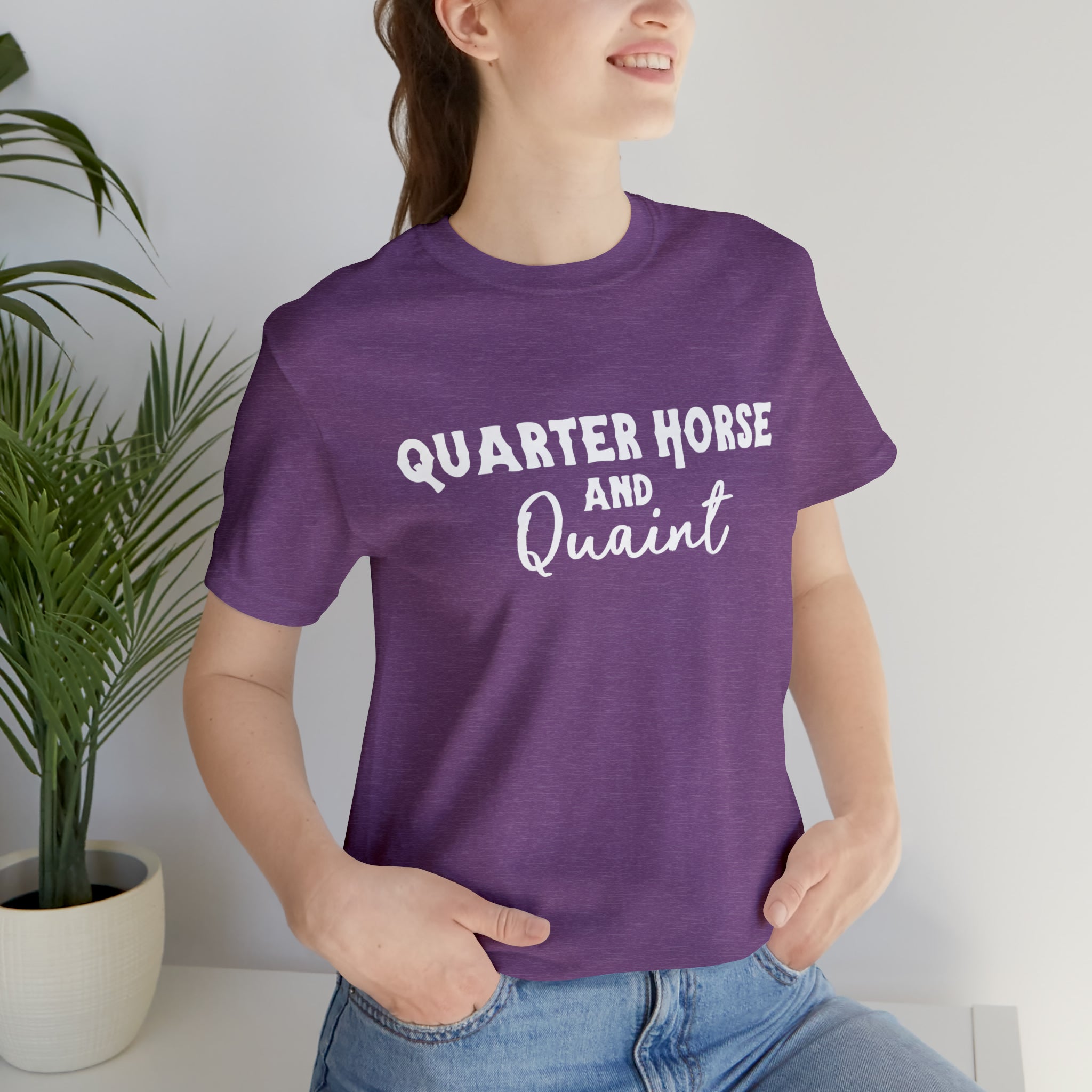 Quarter Horse & Quaint Short Sleeve Tee Horse Color Shirt Printify Heather Team Purple XS