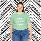 Coffee, Cuss Words, & Horses Short Sleeve Tee tcc graphic tee Printify   