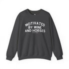 Motivated By Wine & Horses Fleece Pullover Sweatshirt The Cinchy Cowgirl - Print S Dark Heather