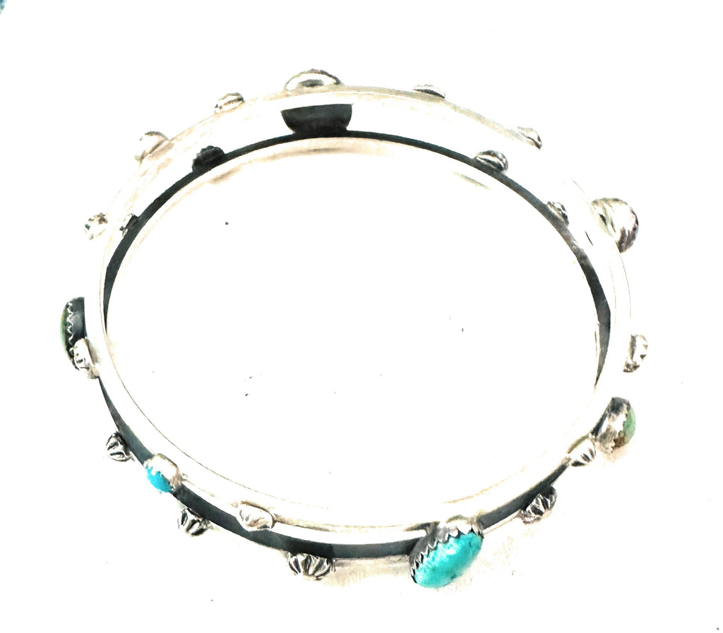 Navajo Multi Turquoise & Sterling Silver Bangle Bracelet NT jewelry Nizhoni Traders LLC   