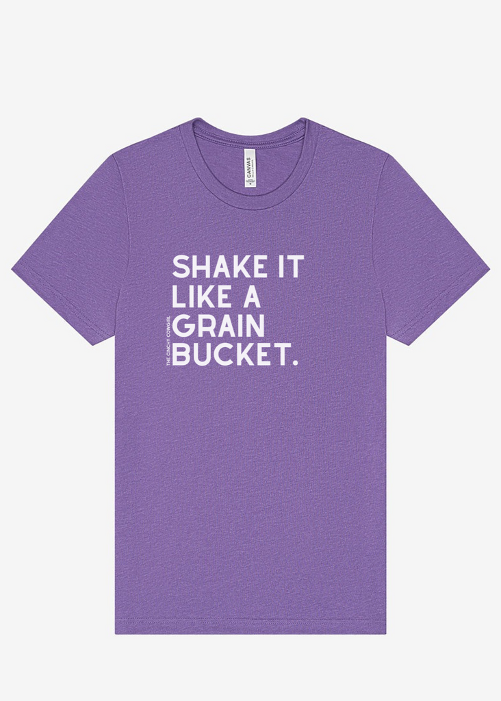 Shake It Like A Grain Bucket Short Sleeve Graphic Tee [16 Colors] Short Sleeve Graphic Tee The Cinchy Cowgirl