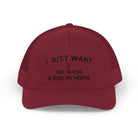 I Just Want To Eat Tacos And Ride My Horse Trucker Hat Hats The Cinchy Cowgirl - Print Cranberry One size