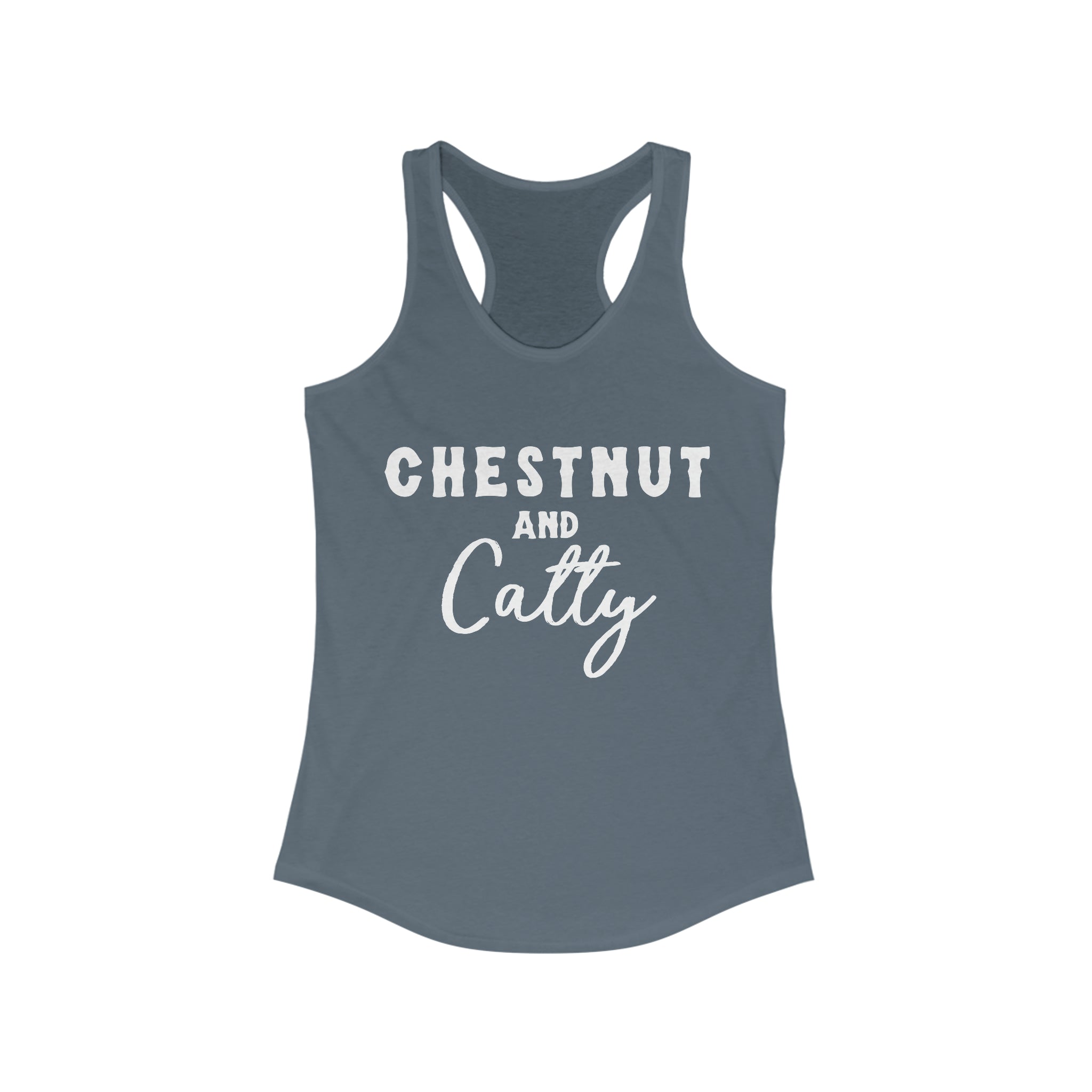 Chestnut & Catty Racerback Tank Horse Color Shirts Printify XS Solid Indigo