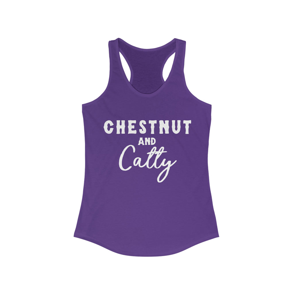 Chestnut & Catty Racerback Tank Horse Color Shirts Printify XS Solid Purple Rush 