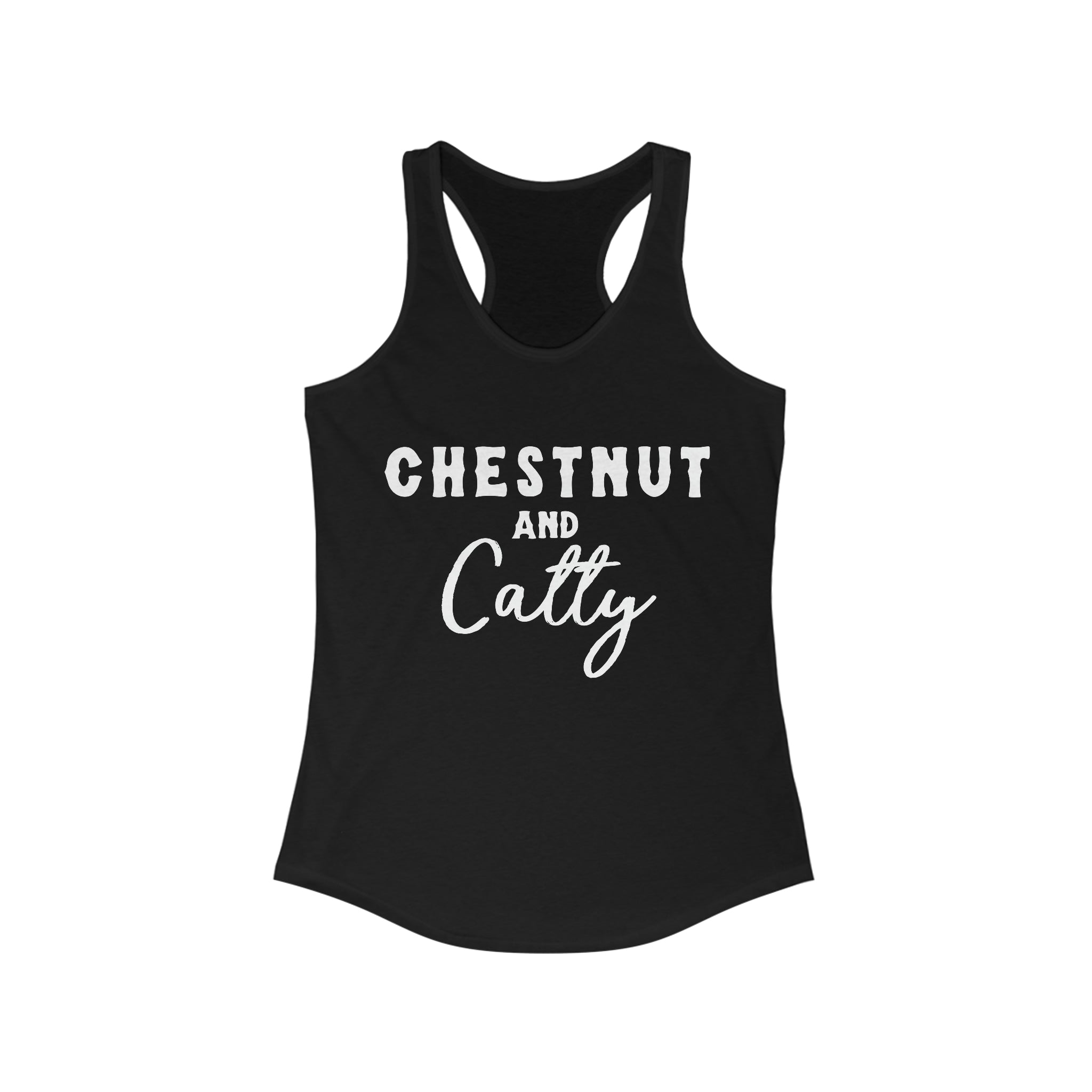 Chestnut & Catty Racerback Tank Horse Color Shirts Printify XS Solid Black