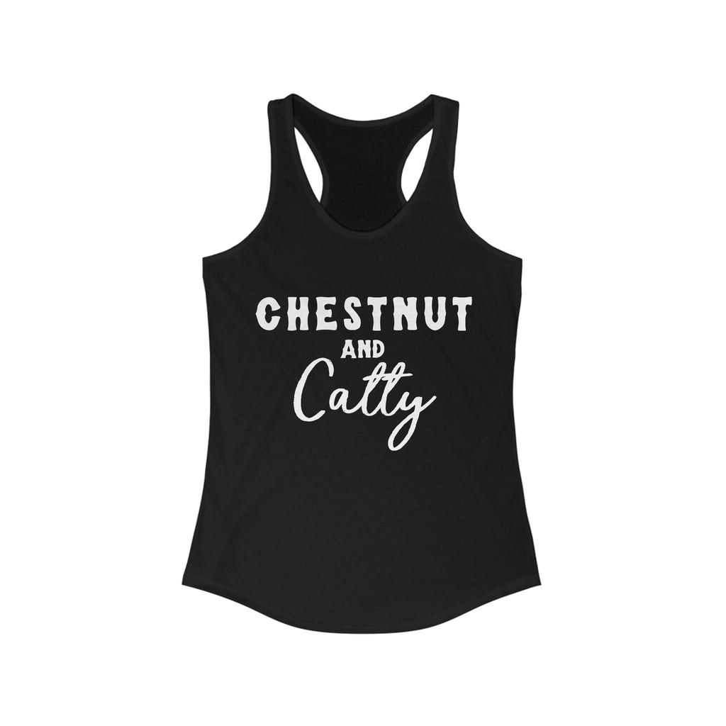 Chestnut & Catty Racerback Tank Horse Color Shirts Printify S Solid Black 