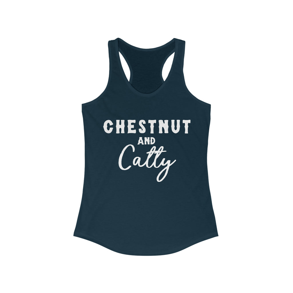 Chestnut & Catty Racerback Tank Horse Color Shirts Printify XS Solid Midnight Navy 