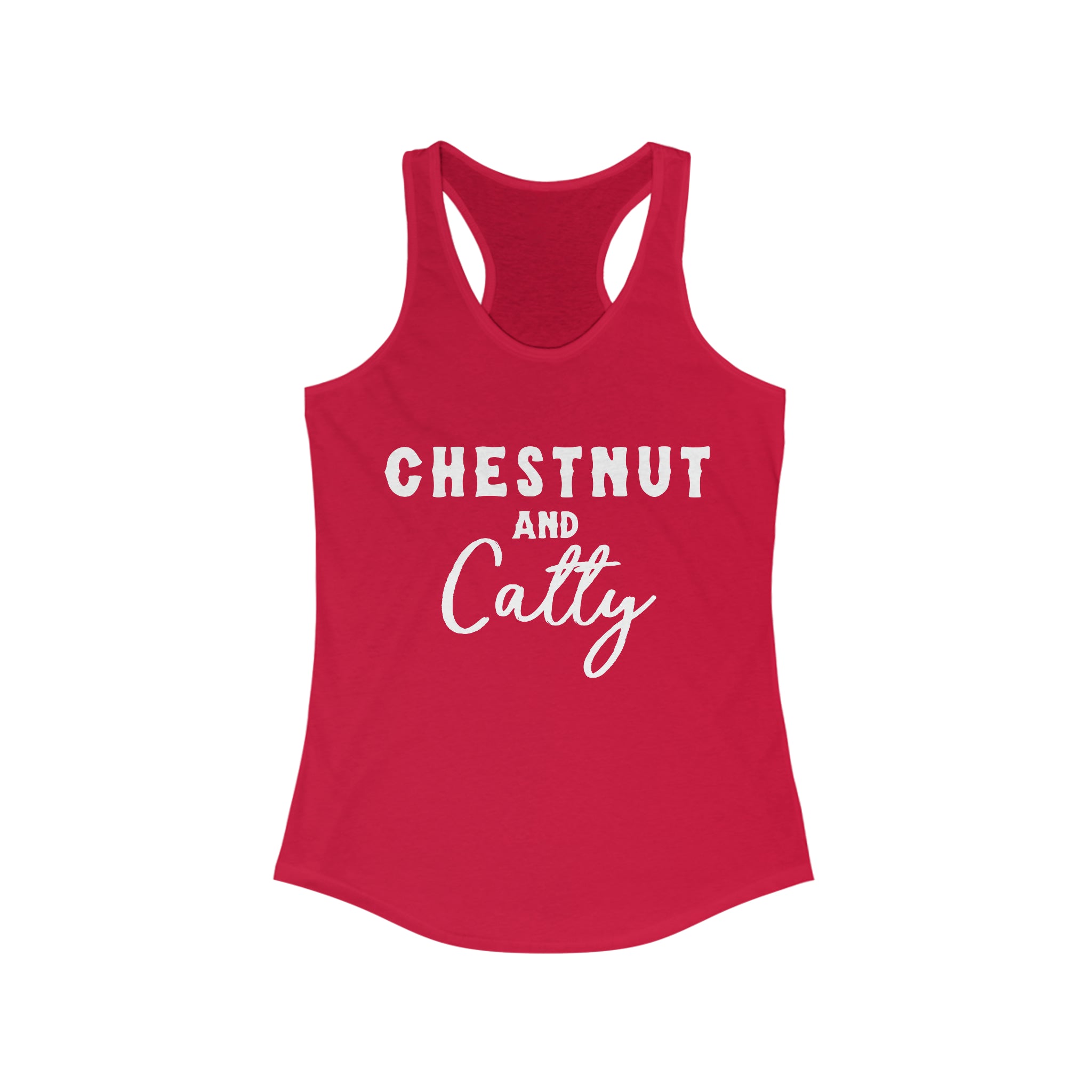 Chestnut & Catty Racerback Tank Horse Color Shirts Printify XS Solid Red