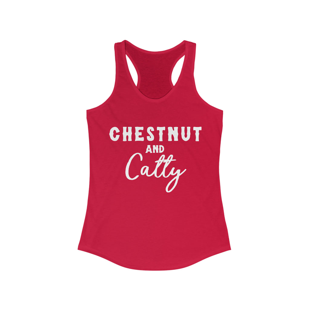 Chestnut & Catty Racerback Tank Horse Color Shirts Printify M Solid Red 