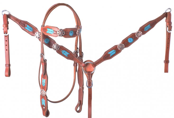 Turquoise Rawhide Headstall Set headstall set Shiloh   