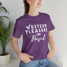 Western Pleasure & Poised Short Sleeve Tee Horse Riding Discipline Tee Printify Heather Team Purple XS 