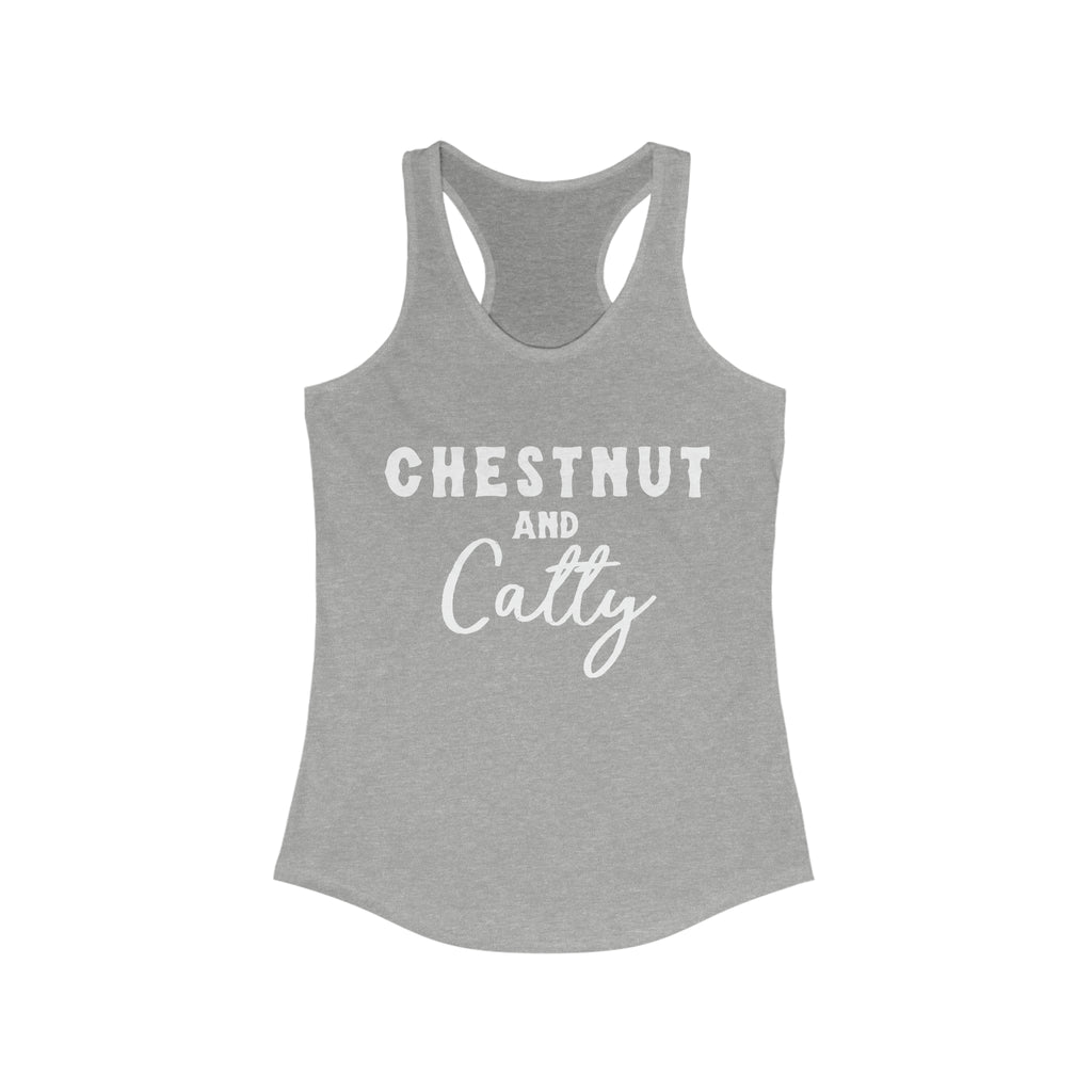 Chestnut & Catty Racerback Tank Horse Color Shirts Printify S Heather Grey 