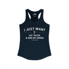 I Just Want To Eat Tacos And Ride My Horse Tank Top Tank Top The Cinchy Cowgirl - Print XS Solid Midnight Navy