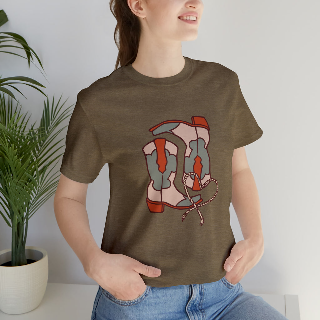 Pair A' Boots Short Sleeve Tee tcc graphic tee Printify Heather Olive XS 