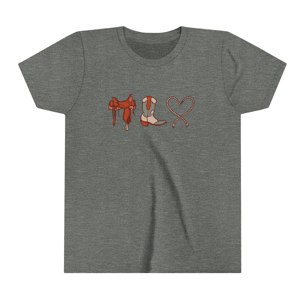 Western Love Youth Short Sleeve Tee Grey