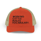 Embroidered Working Cattle Builds Vocabulary Trucker Hat [23 Colors] Embroidered TCC Hat The Cinchy Cowgirl - Print Rustic Orange / Khaki