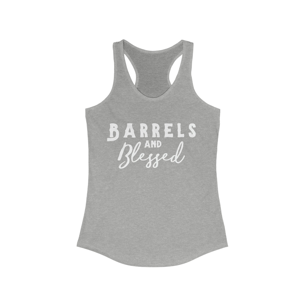 Barrels & Blessed Racerback Tank Horse Color Shirts Printify XS Heather Grey 