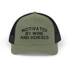 Motivated by Wine & Horses Trucker Hat Embroidered TCC Hat The Cinchy Cowgirl - Print