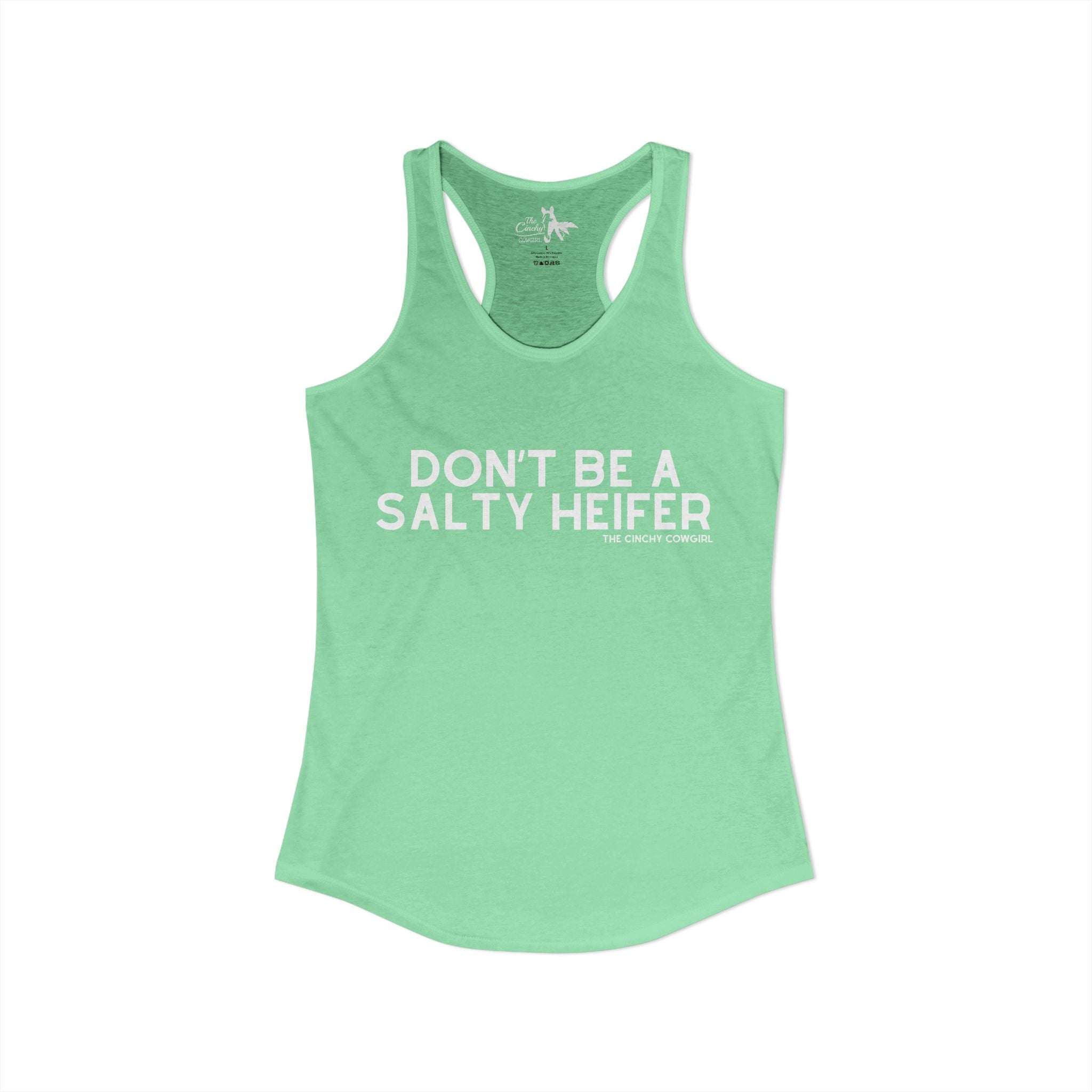Don't Be A Salty Heifer Tank Top Tank Top The Cinchy Cowgirl - Print XS Solid Mint