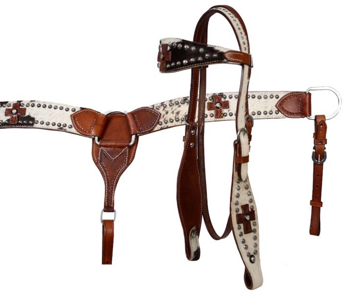 Double Stitched Cowhide Headstall Set headstall set Shiloh   