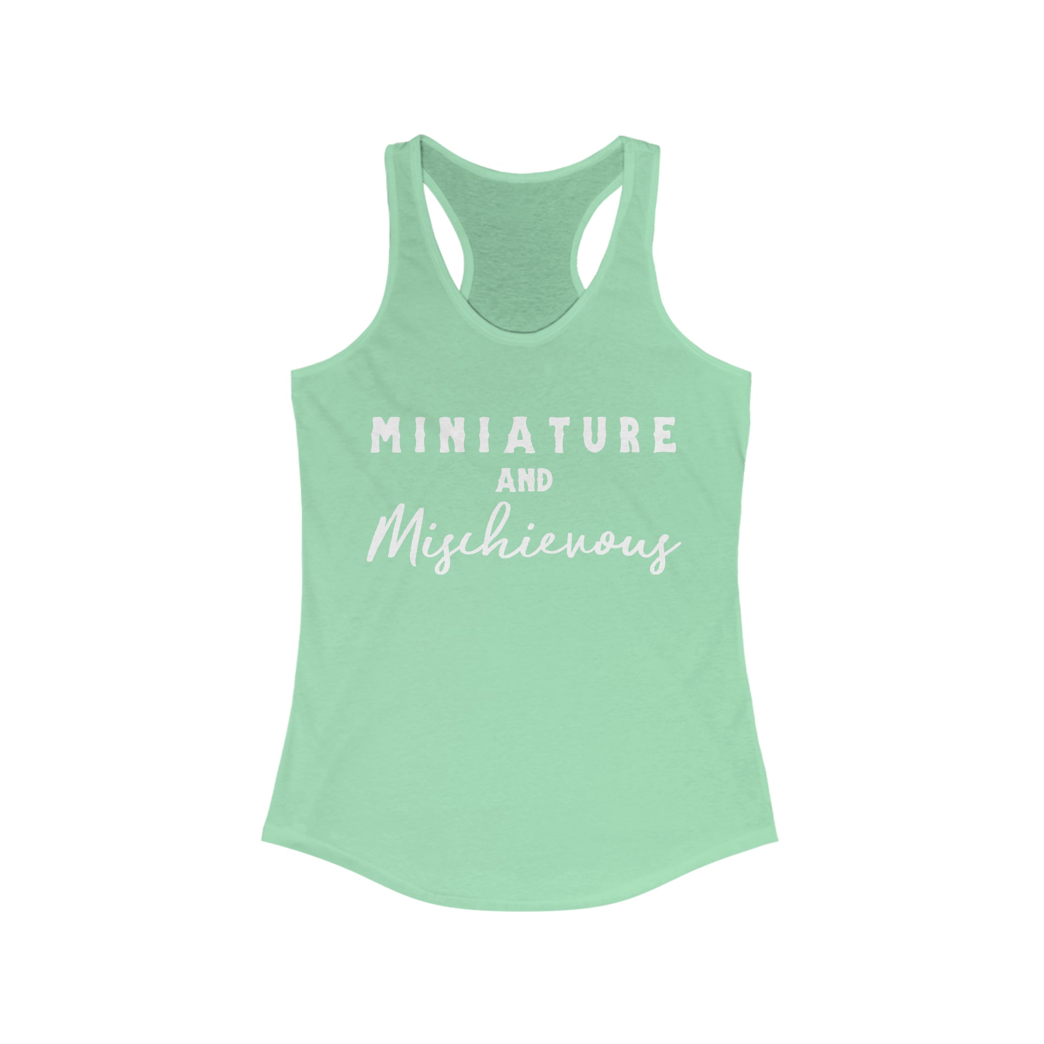 Miniature & Mischievous Racerback Tank Horse Color Shirts Printify XS Solid Mint 