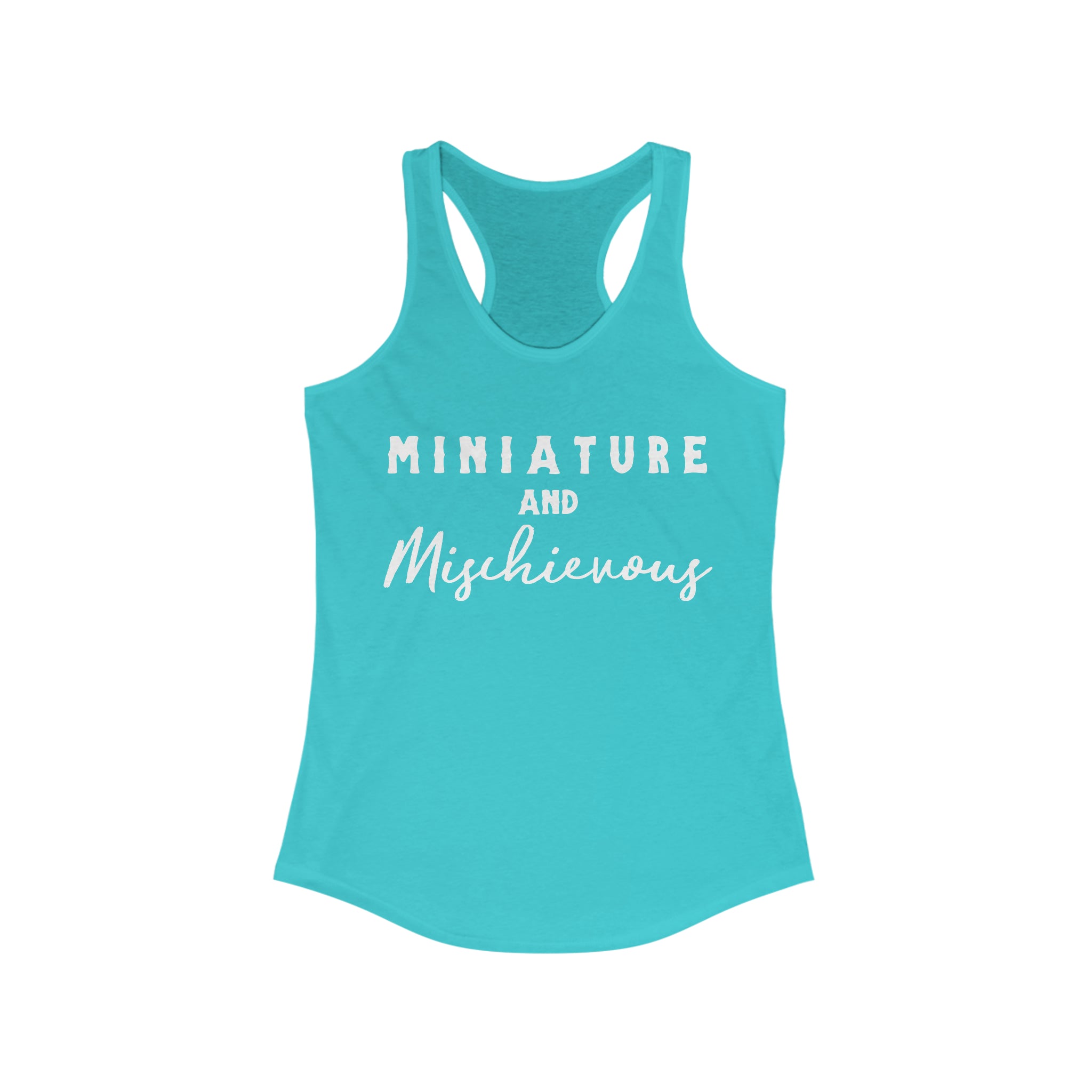 Miniature & Mischievous Racerback Tank Horse Color Shirts Printify XS Solid Tahiti Blue 