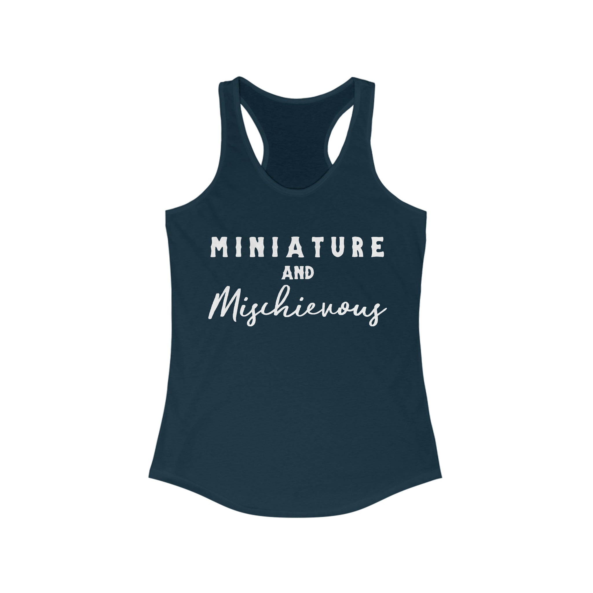 Miniature & Mischievous Racerback Tank Horse Color Shirts Printify XS Solid Midnight Navy 